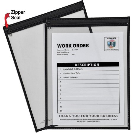 C-LINE PRODUCTS Shop Ticket Holder, Top Load, 9"x12", 15/BX, BK Edging/CL 4PK CLI43301
